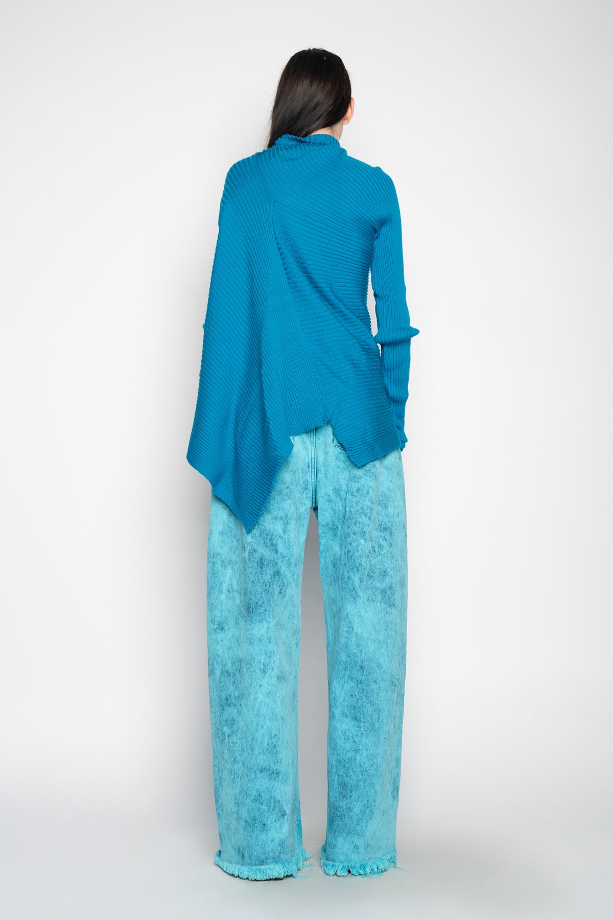 TURQUOISE DRAPED JUMPER IN MERINO KNIT MARQUES ALMEIDA