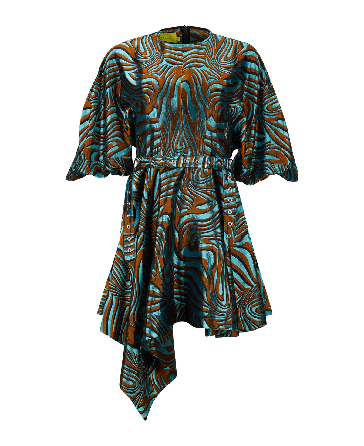 BLUE ZEBRA BROCADE BALLOON SLEEVE DRESS marques almeida