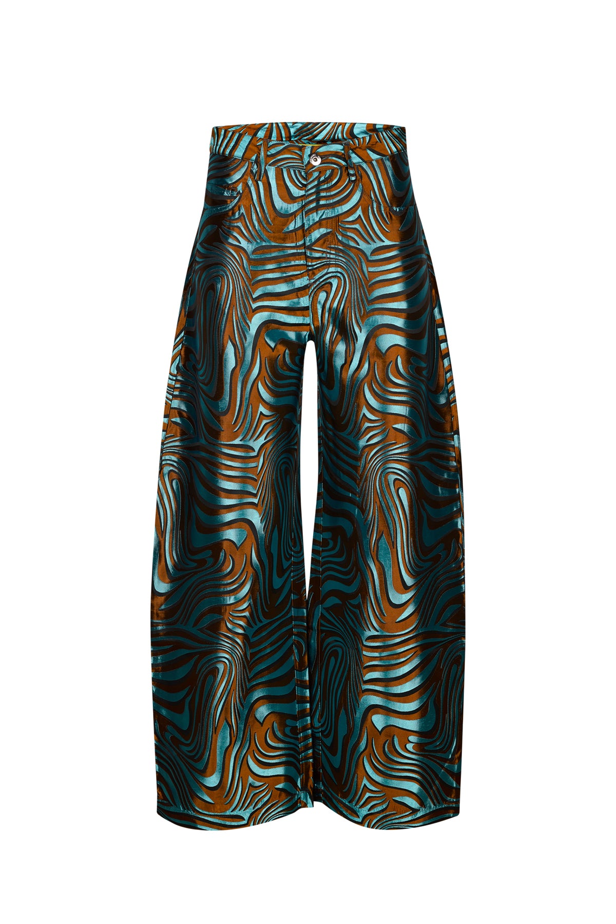 BLUE ZEBRA BROCADE BOYFRIEND TROUSERS marques almeida