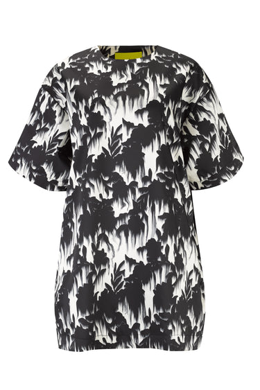 BONDED SATIN T-SHIRT DRESS IN FLORAL PRINT MARQUES ALMEIDA