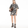 BONDED SATIN T-SHIRT DRESS IN FLORAL PRINT MARQUES ALMEIDA