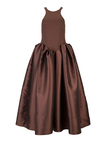 BROWN DRESS WITH TANK TOP SCOOPED MARQUES ALMEIDA