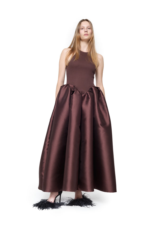 BROWN DRESS WITH TANK TOP SCOOPED – MARQUES ' ALMEIDA