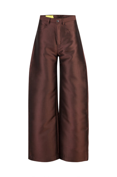 BROWN MIKADO BOYFRIEND TROUSERS marques almeida