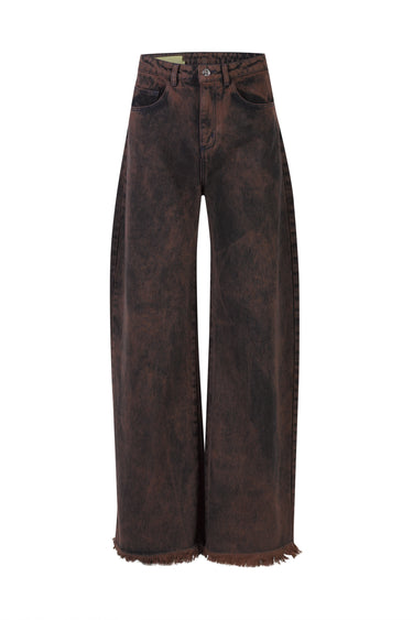 BROWN OVERDYE DENIM BOYFRIEND TROUSERS marques almeida