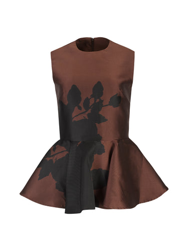 BROWN PRINTED PEPLUM TOP marques almeida