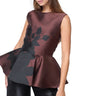 BROWN PRINTED PEPLUM TOP marques almeida