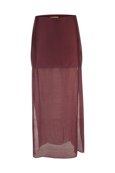 BURGUNDY DOUBLE LAYERED SKIRT marques almeida
