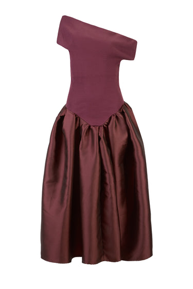 BURGUNDY OFF SHOULDER PRINCESS DRESS marques almeida