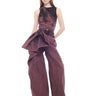 BURGUNDY OVERDYED DENIM BOW BOYFRIEND TROUSERS marques almeida