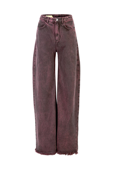 BURGUNDY OVERDYED DENIM BOYFRIEND TROUSERS marques almeida