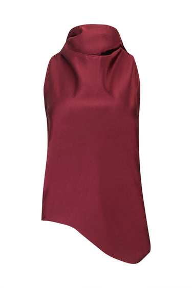 BURGUNDY SATIN COWL NECK TOP marques almeida
