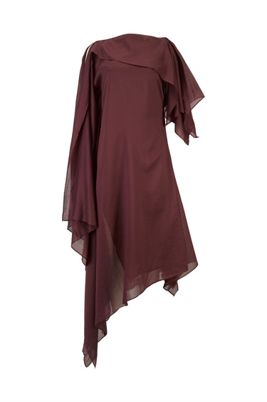 BURGUNDY SCARF DRAPE FLOWY MIDI DRESS marques almeida