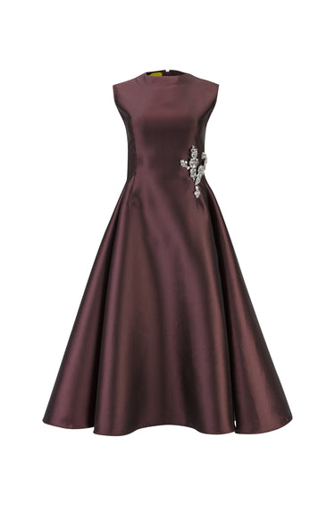 BURGUNDY SLEEVELESS DRESS WITH EMBELLISHMENT marques almeida