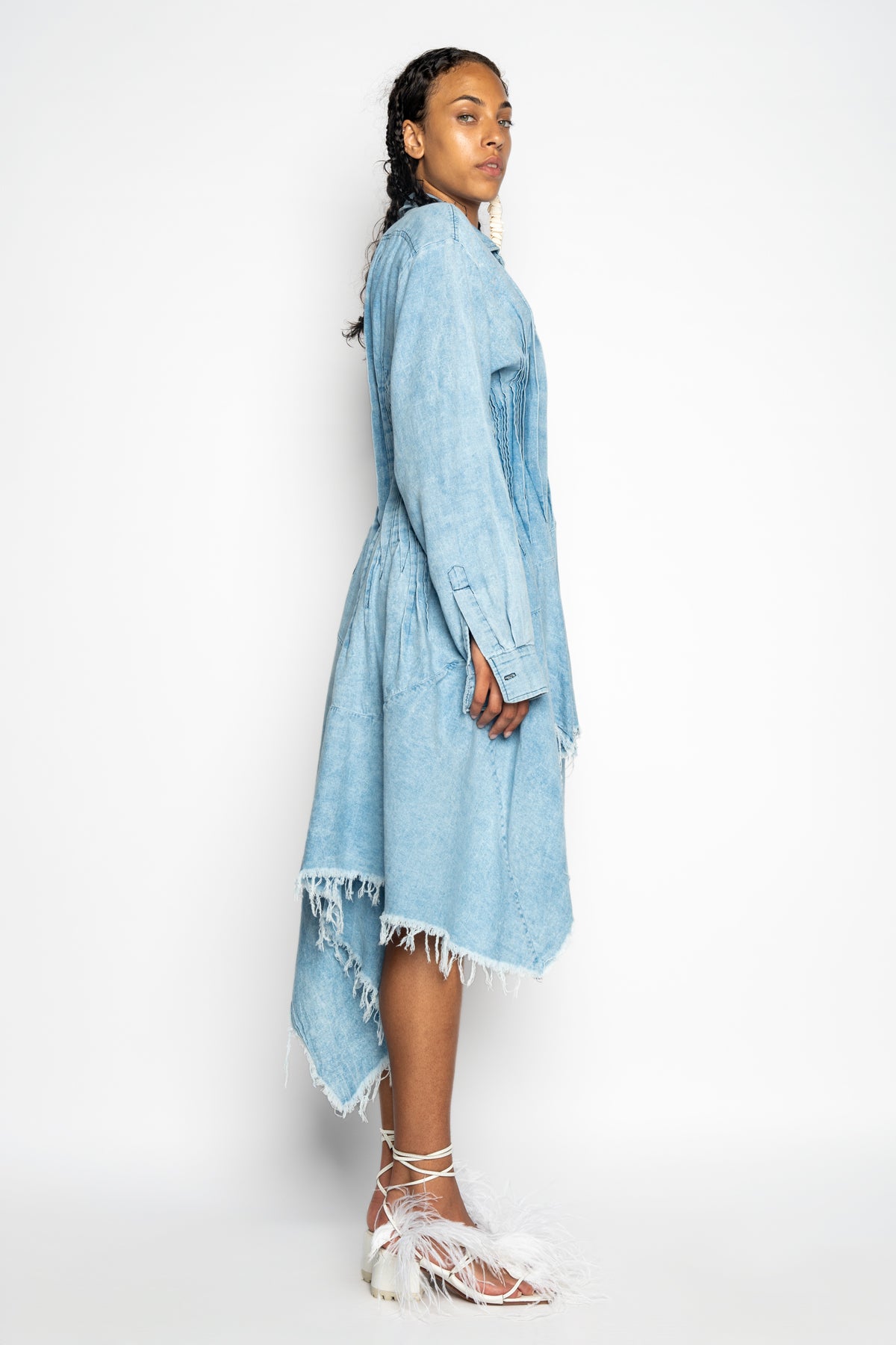 CHAMBRAY PLEATED SHIRT DRESS marques almeida