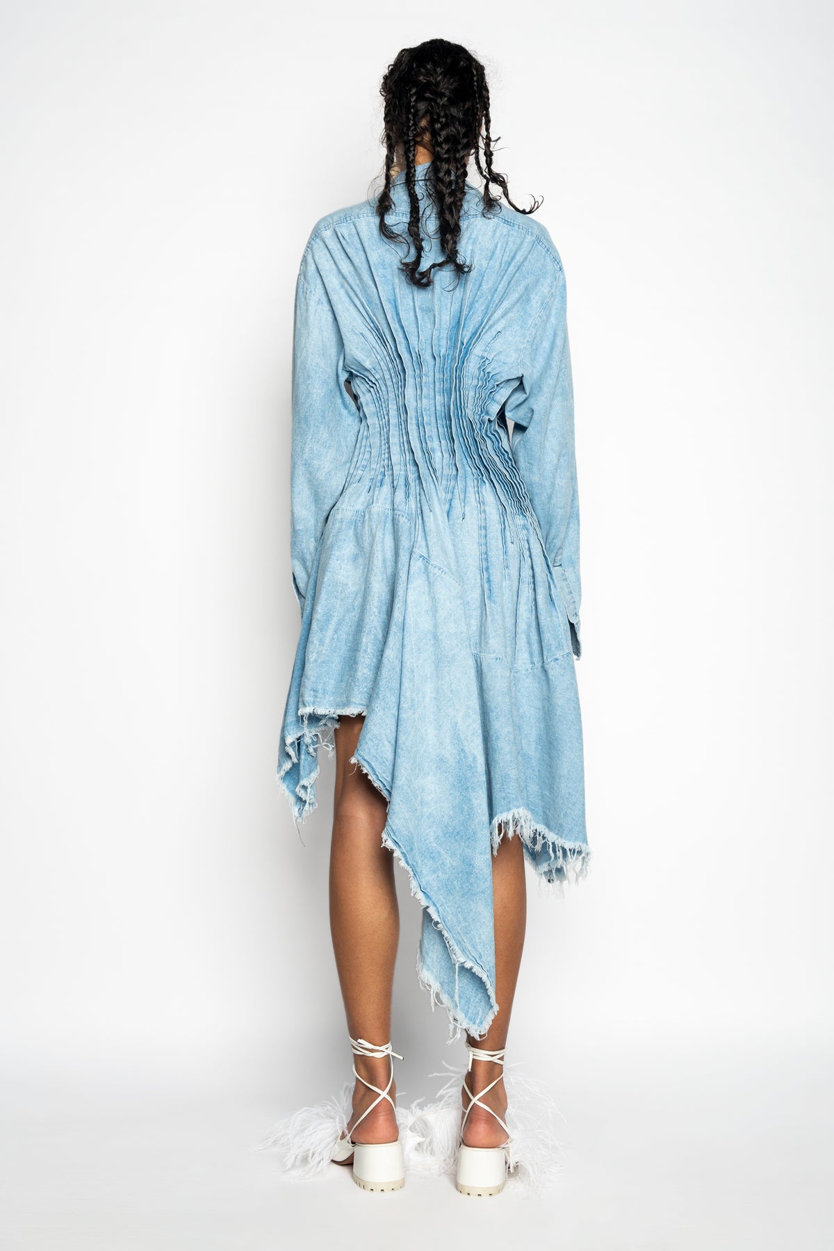 CHAMBRAY PLEATED SHIRT DRESS marques almeida