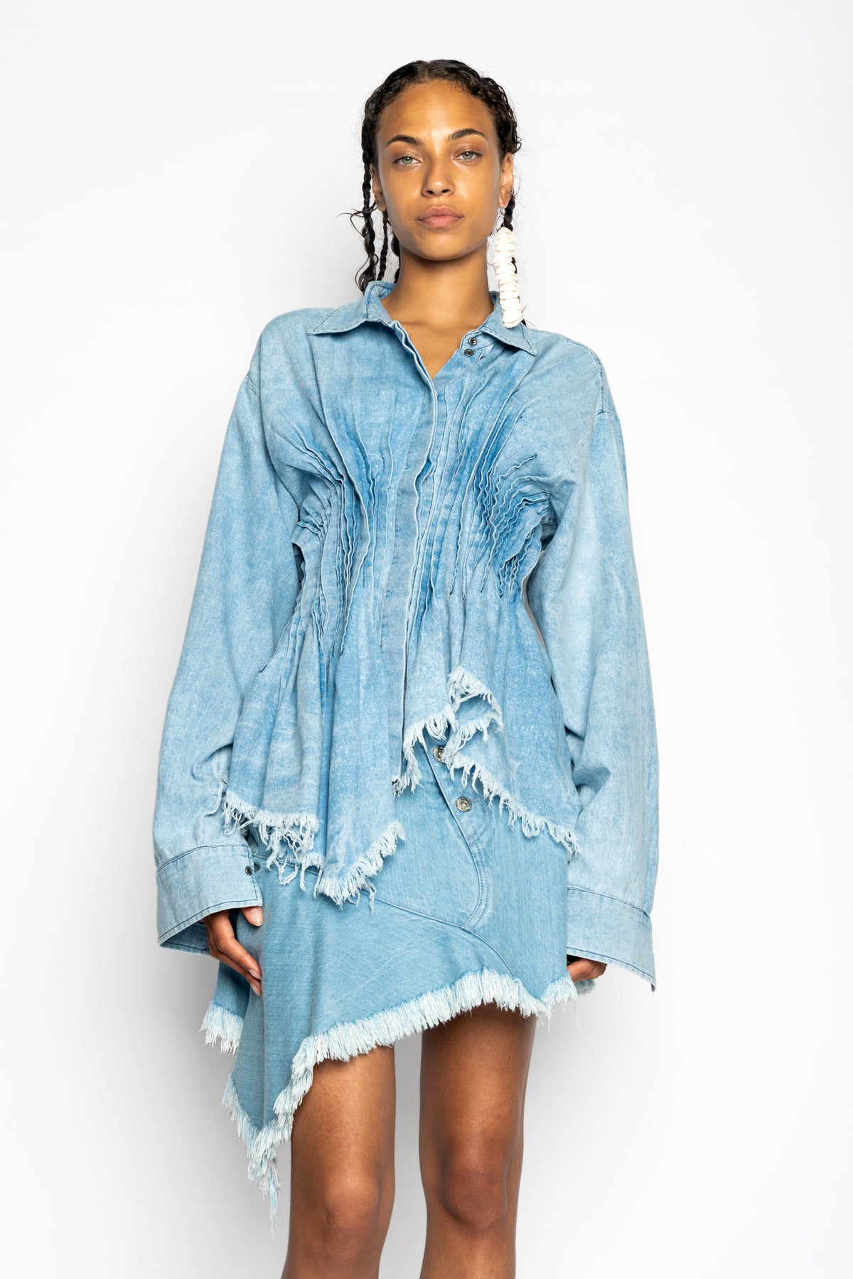 CHAMBRAY PLEATED SHIRT marques almeida