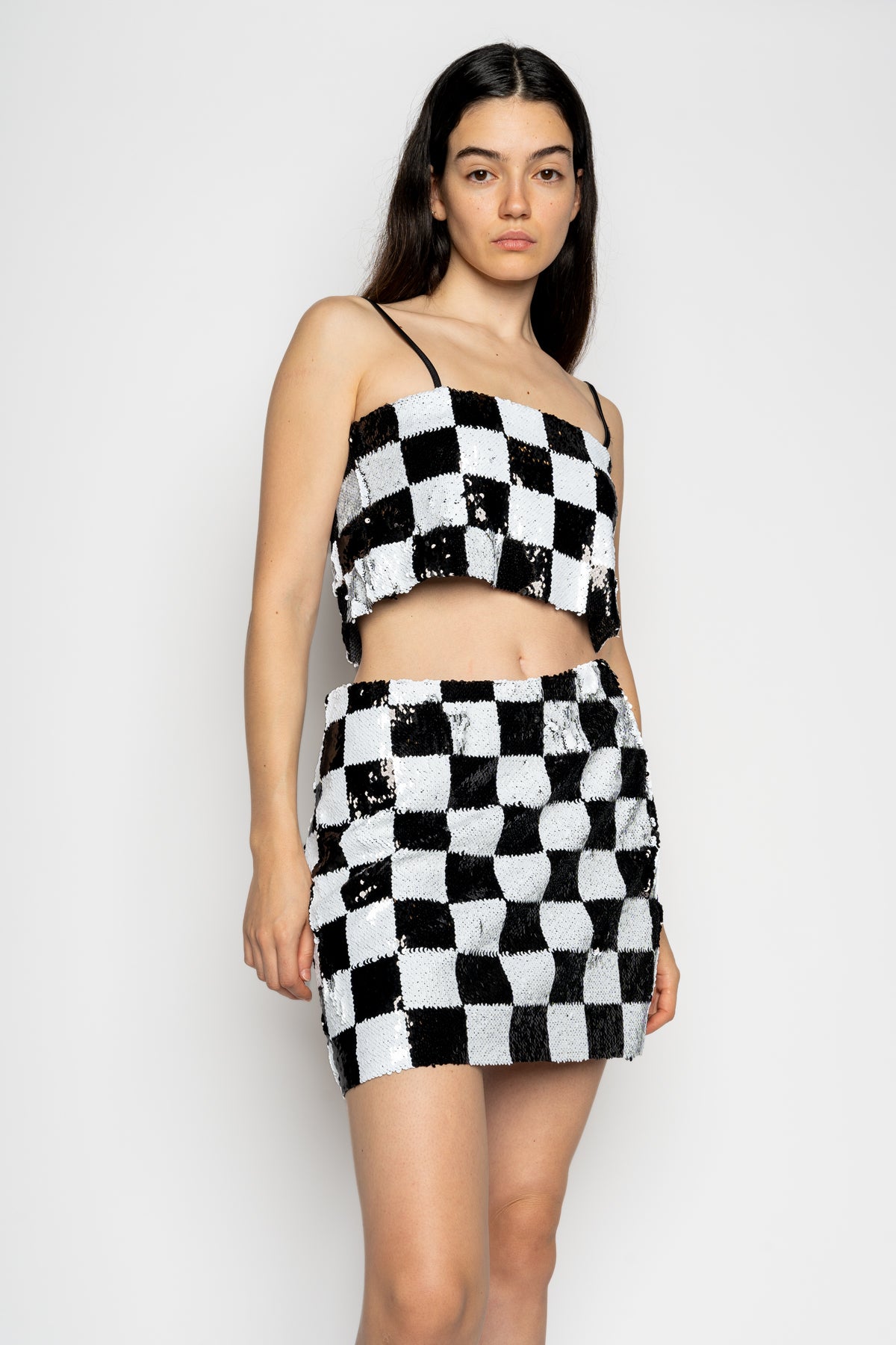 CHECKED SEQUINS MINI SKIRT marques almeida