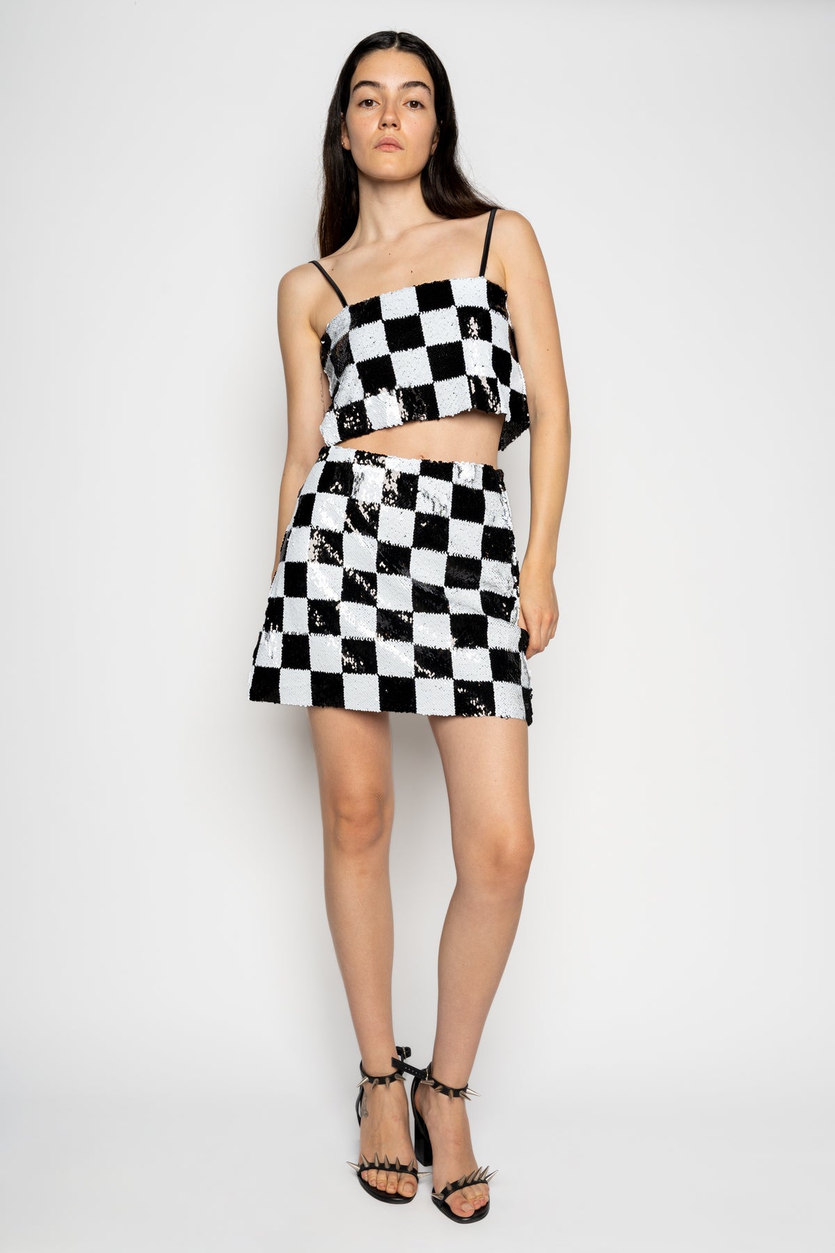 CHECKED SEQUINS MINI SKIRT marques almeida