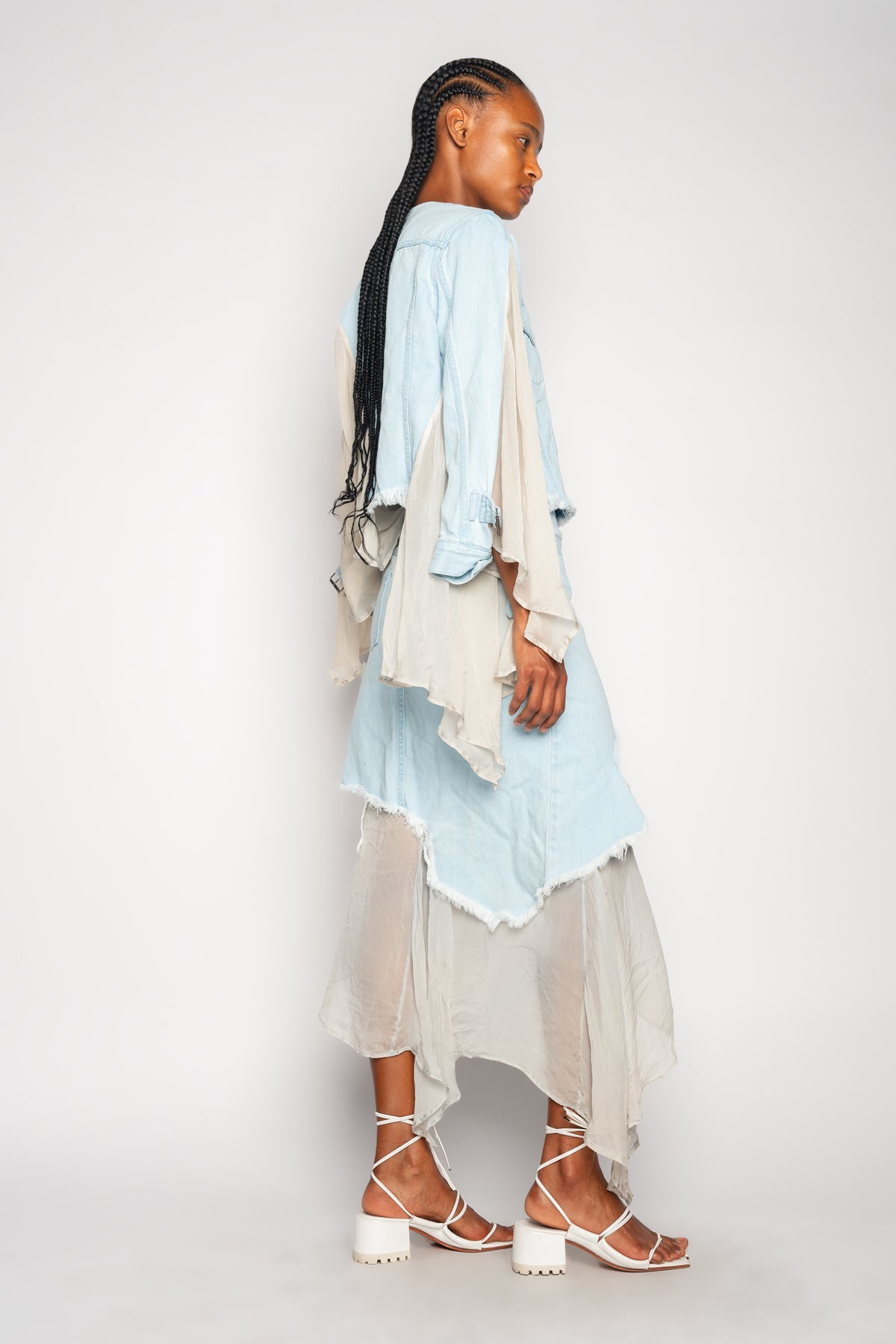 DENIM CHIFFON FITTED JACKET marques almeida