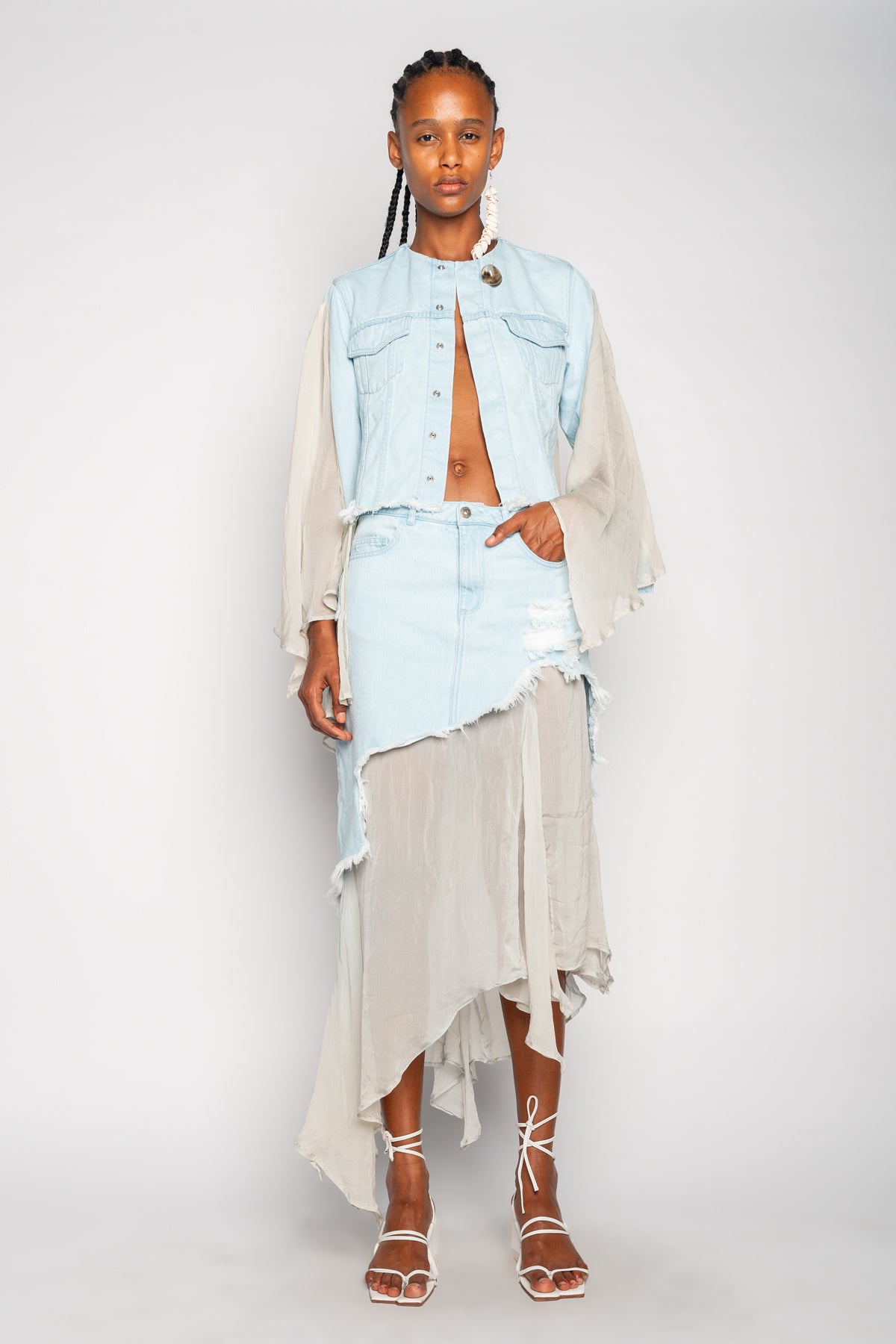 DENIM CHIFFON FITTED JACKET marques almeida