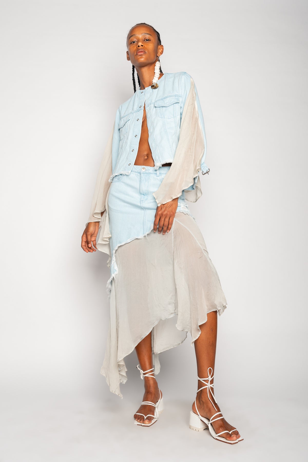 DENIM CHIFFON FITTED JACKET marques almeida