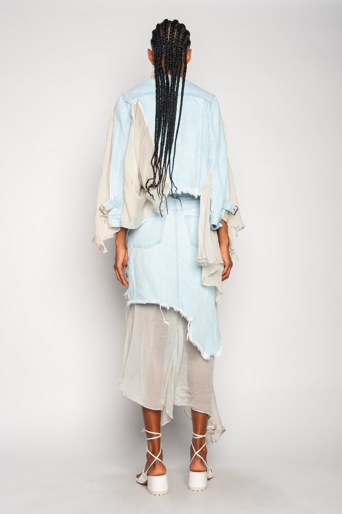 DENIM CHIFFON FITTED JACKET marques almeida