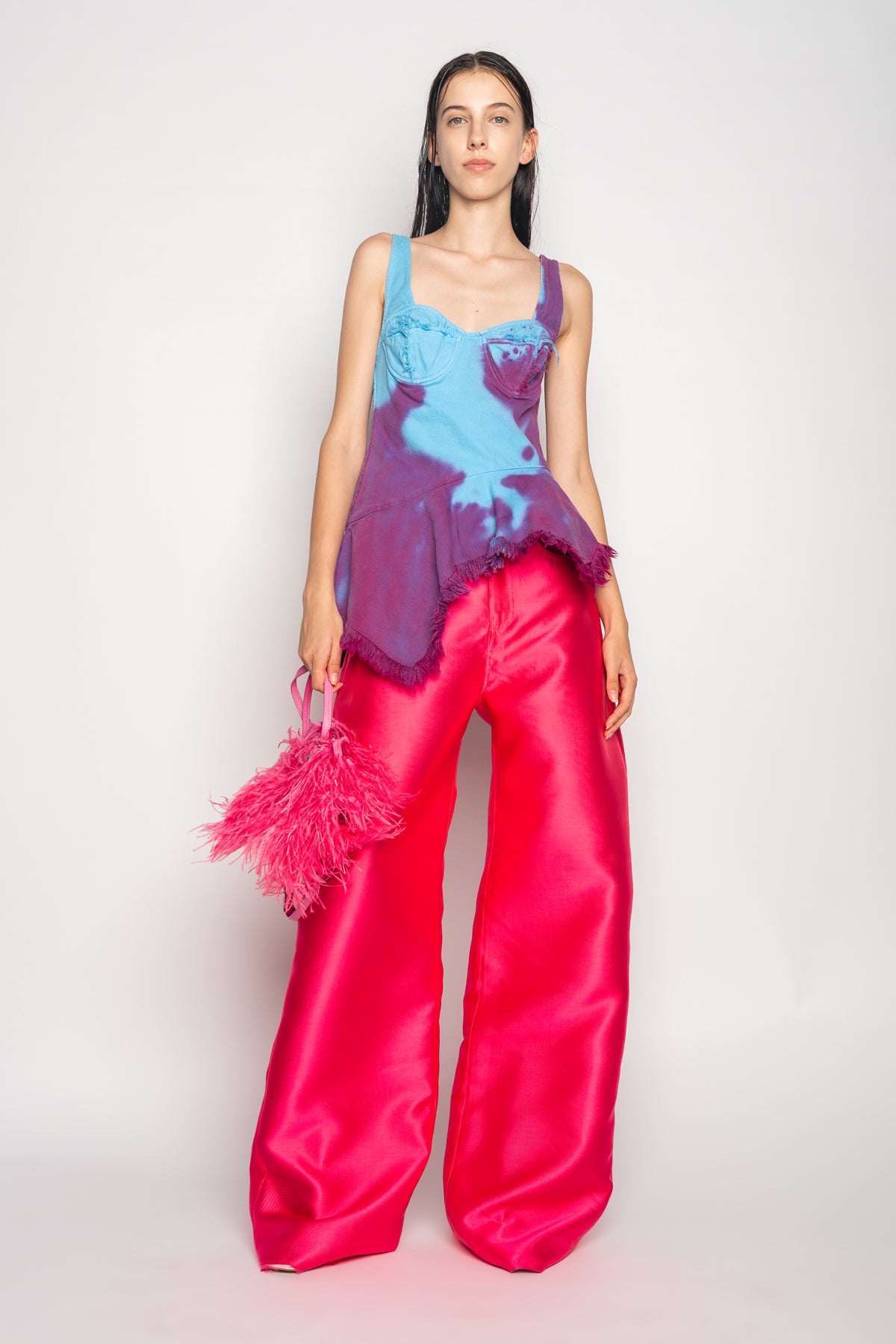 DRILL TIE DYE PEPLUM CORSET TOP marques almeida