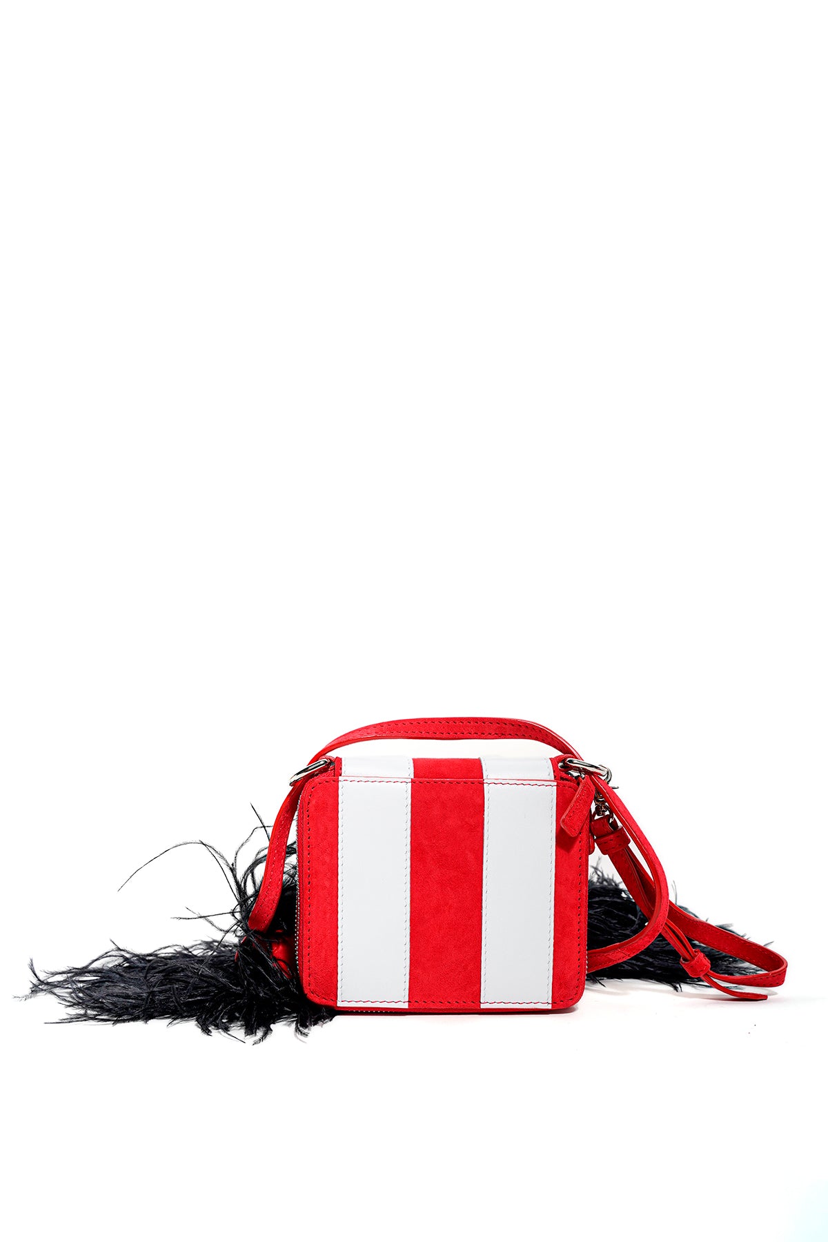 STRIPED WALLET BAG WITH FEATHER STRAP