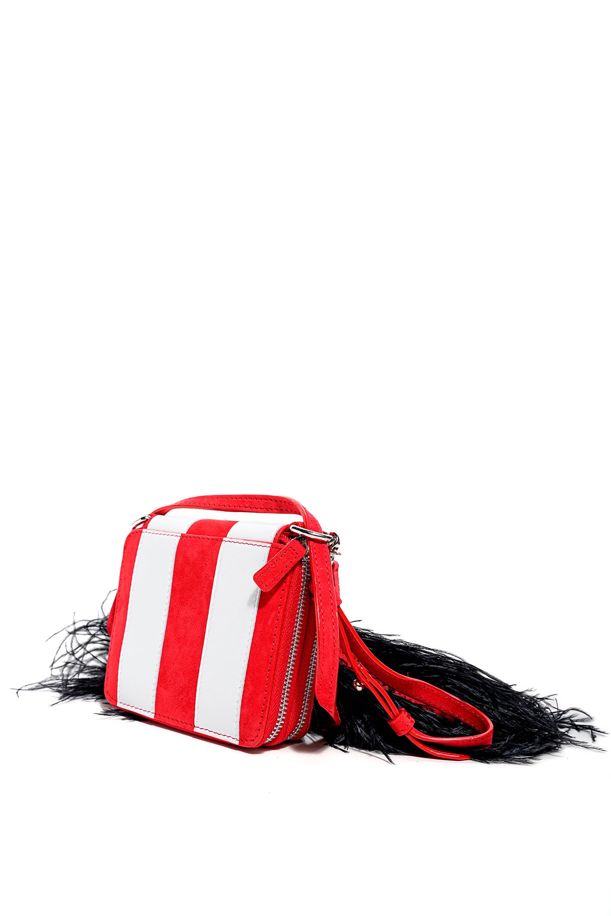 STRIPED WALLET BAG WITH FEATHER STRAP