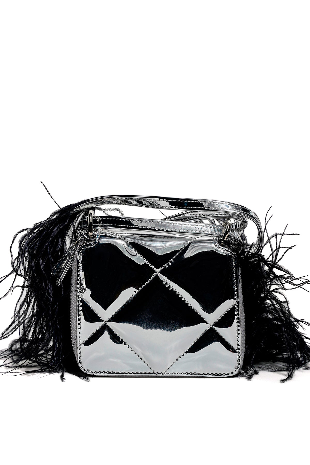 SILVER WALLET BAG WITH FEATHER STRAP marques almeida