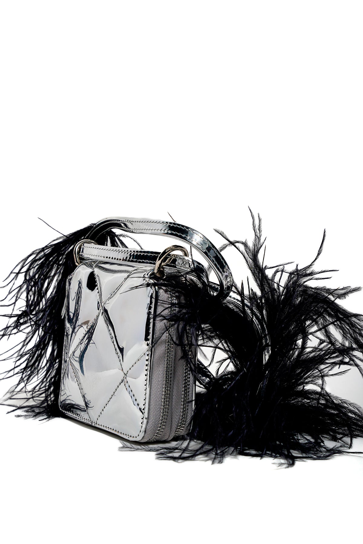 SILVER WALLET BAG WITH FEATHER STRAP marques almeida