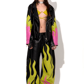 FLAME LEATHER BIKER JACKET marques almeida