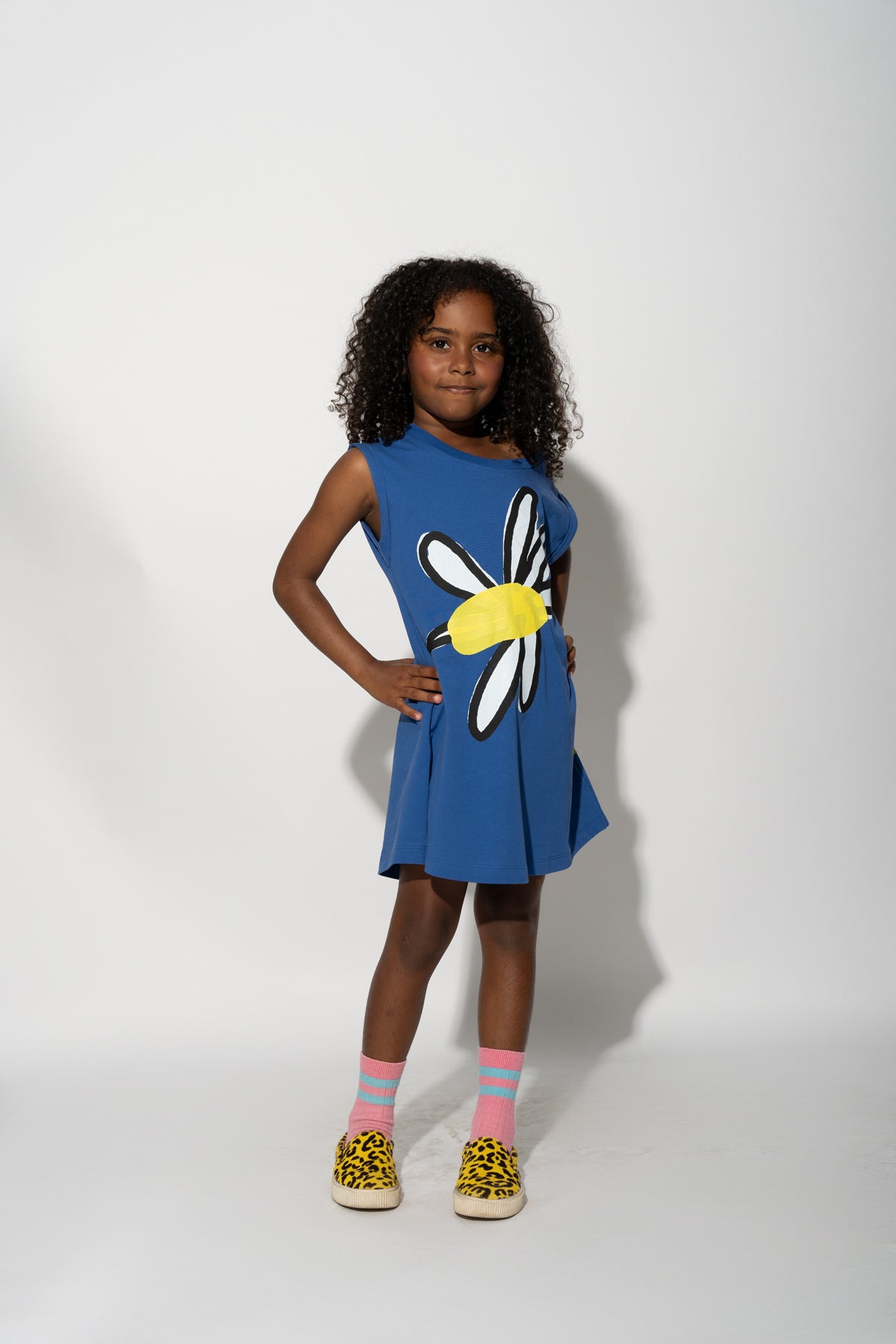 FLOWER PRINT NAVY T-SHIRT DRESS ma kids