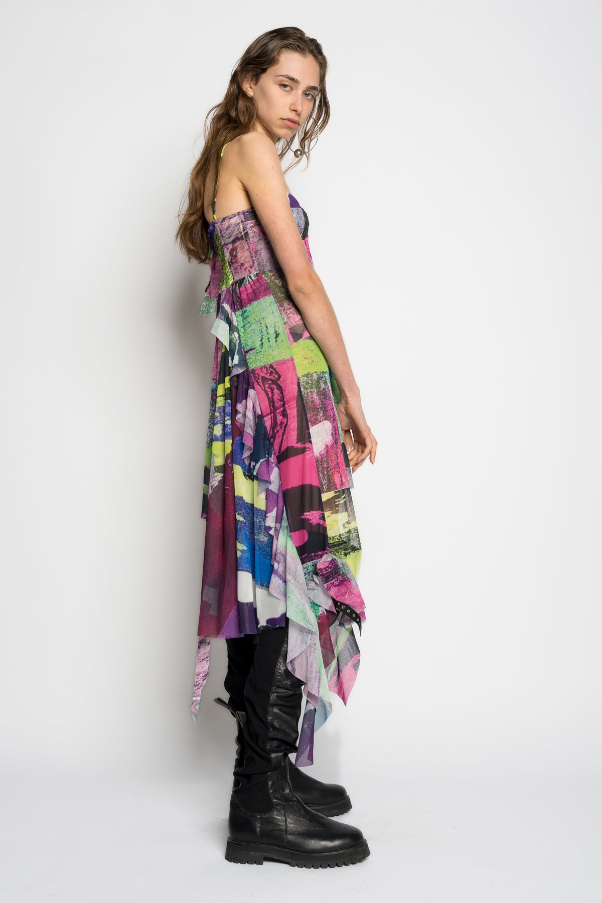 GRAFFITI PRINT MESH CORSET DRESS marques almeida