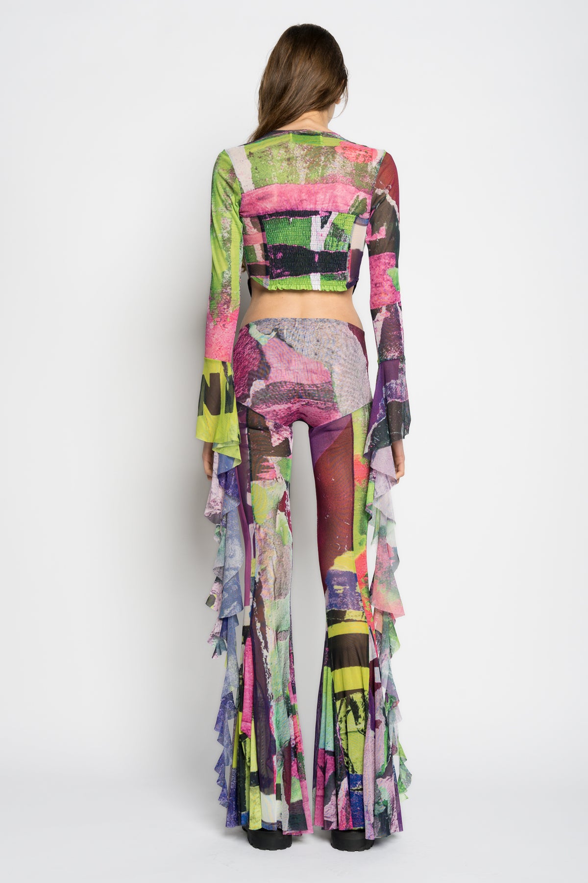 GRAFFITI PRINT MESH CORSET TOP marques almeida