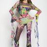 GRAFFITI PRINT MESH CORSET TOP marques almeida