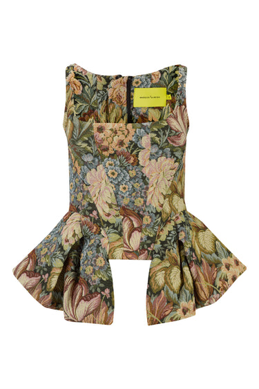GREEN BROCADE PEPLUM CORSET marques-almeida 