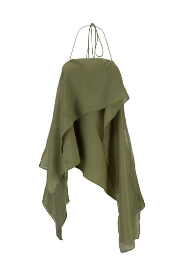 GREEN DOUBLE LAYERED SCARF TOP marques almeida