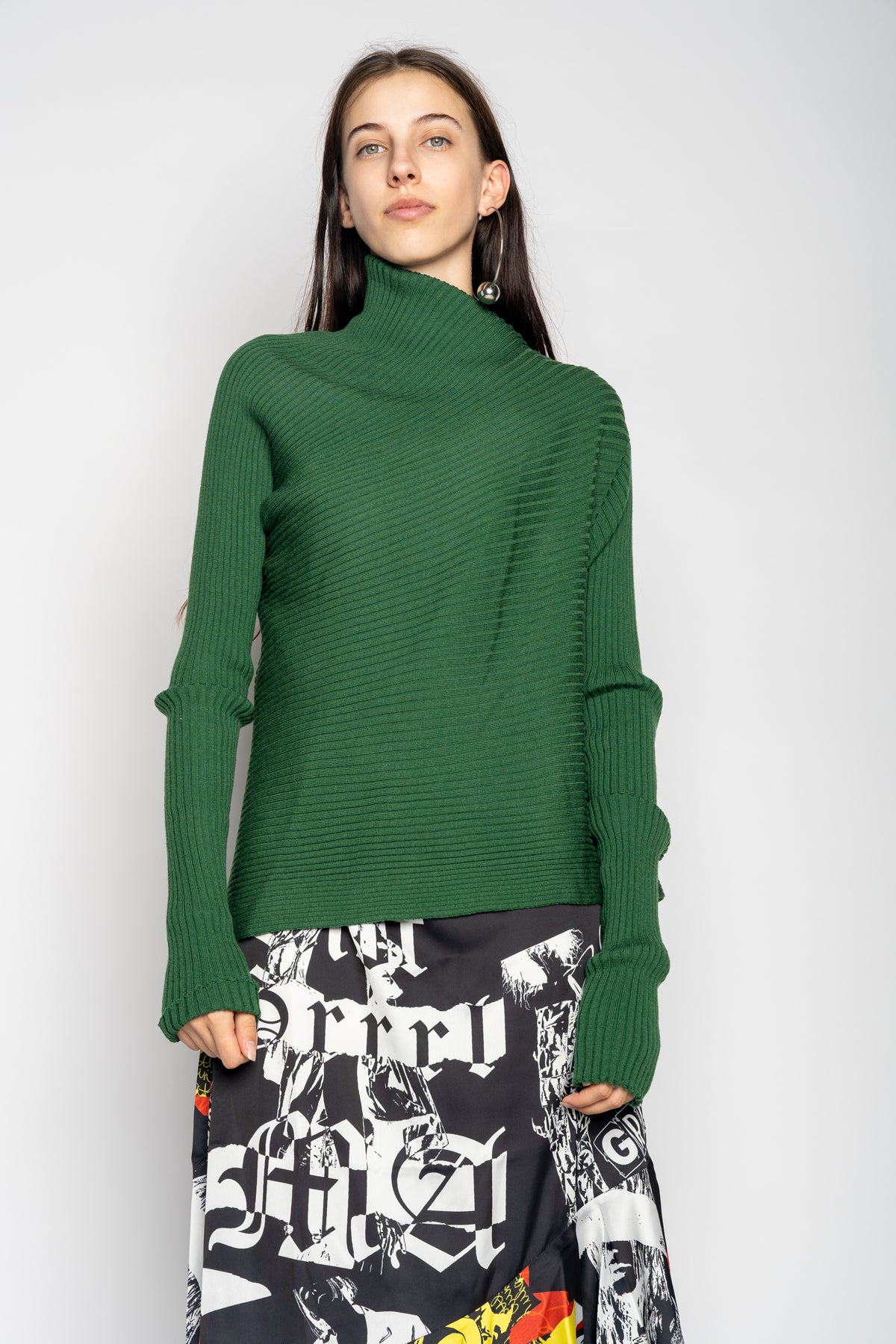 GREEN DRAPED JUMPER IN MERINO KNIT MARQUES ALMEIDA