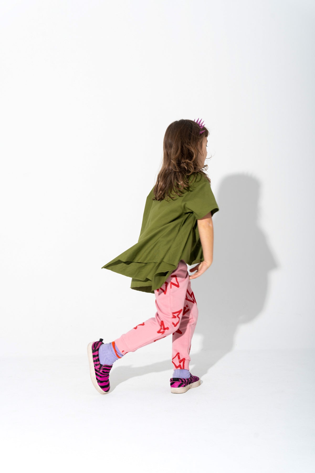 KHAKI AND PINK THUNDER PRINT FLAP T-SHIRT makids