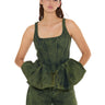 KHAKI OVERDYE DENIM PEPLUM CORSET TOP marques almeida