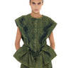 KHAKI OVERDYE DENIM STRUCTURED SHOULDER CINCHED TOP marques almeida