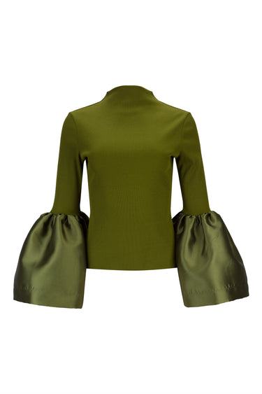 KHAKI TURTLENECK PUFF SLEEVE TOP MARQUES ALMEIDA