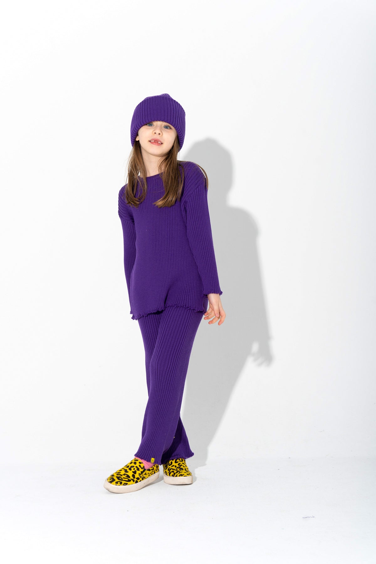 PURPLE MERINO KNIT TROUSERS makids