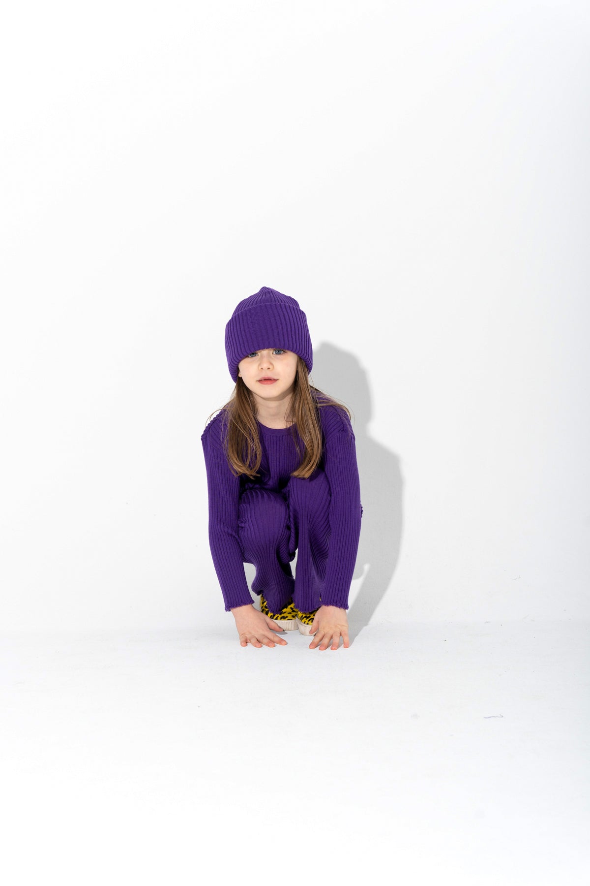 PURPLE MERINO KNIT TROUSERS makids