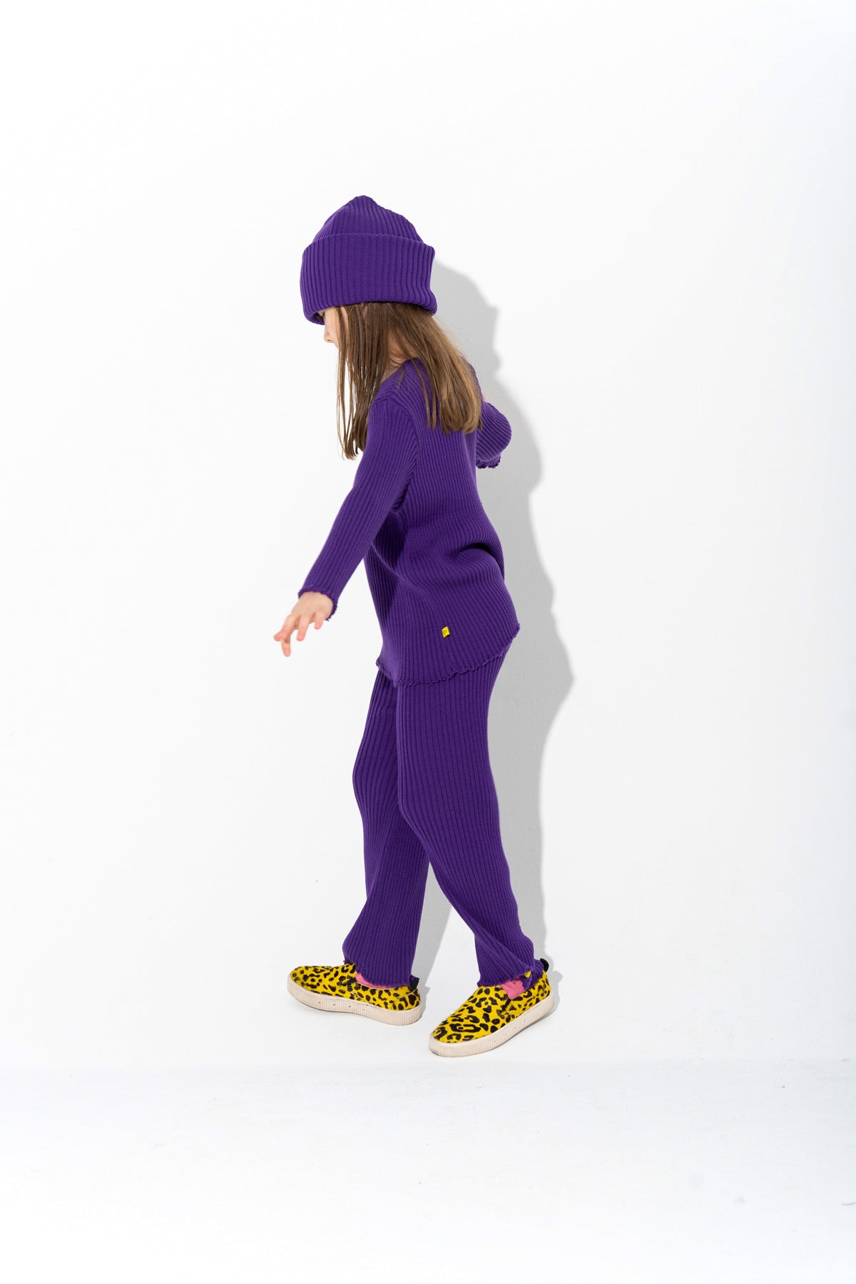 PURPLE MERINO KNIT TROUSERS makids