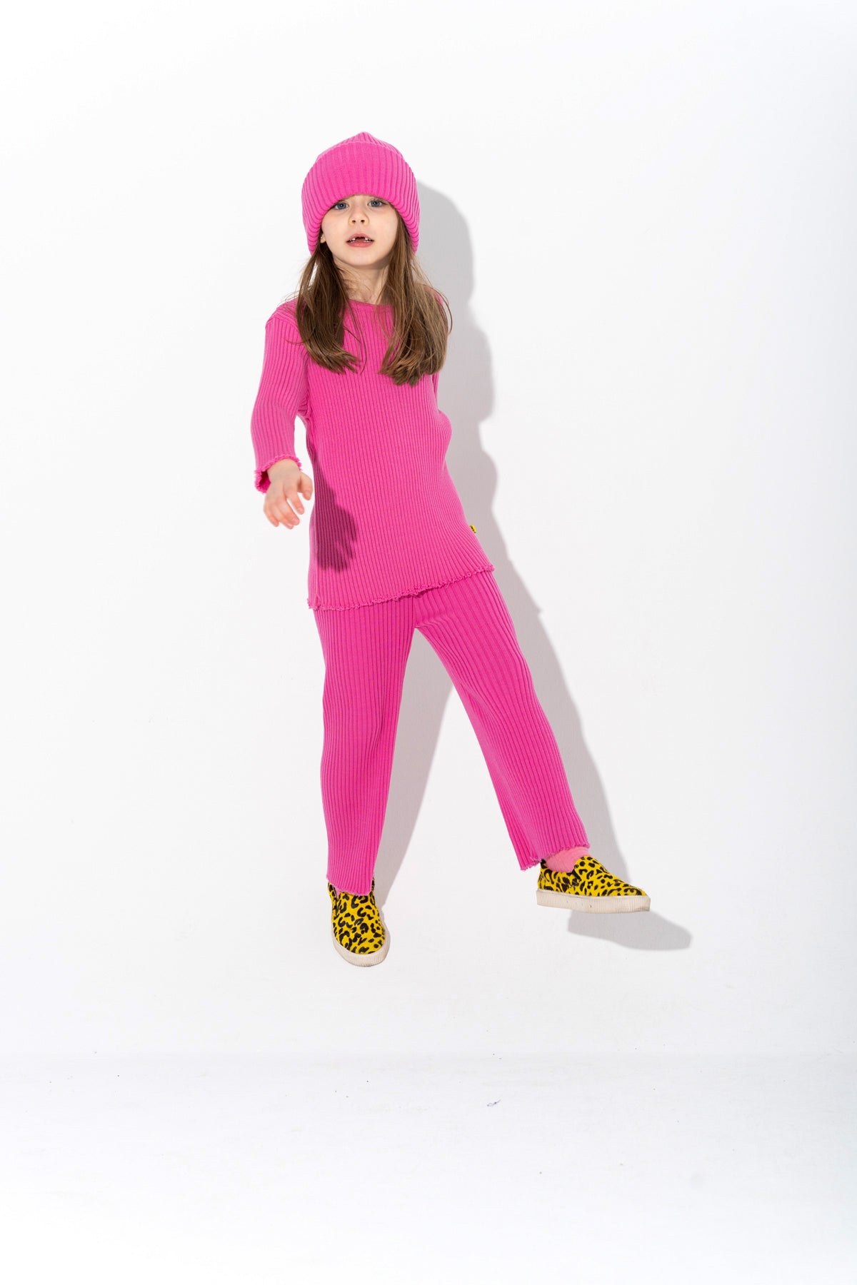 BRIGHT PINK MERINO KNIT TROUSERS MA KIDS