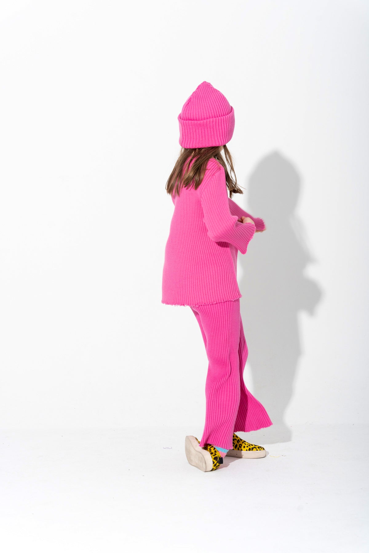 BRIGHT PINK MERINO KNIT TROUSERS MA KIDS