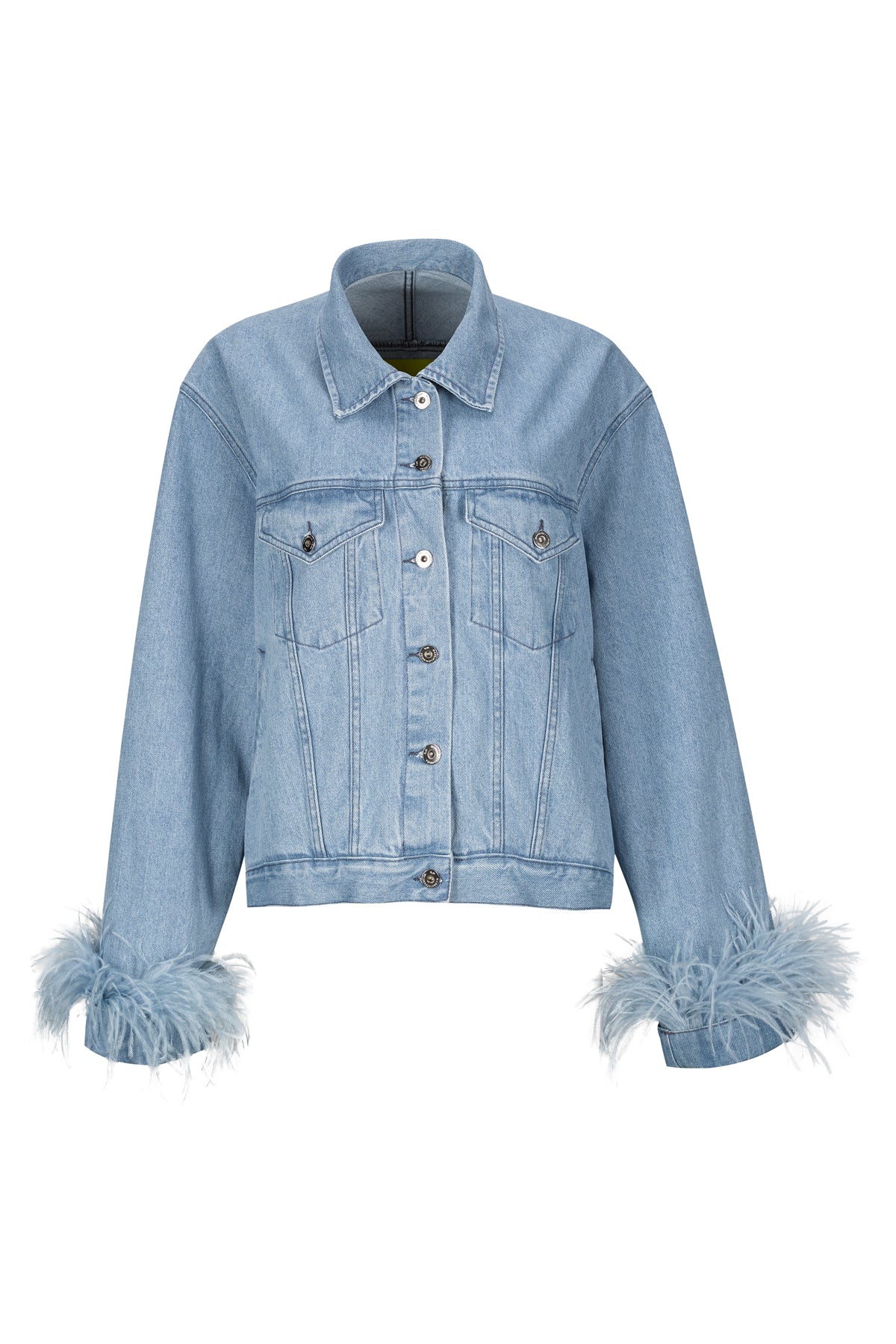 LIGHT BLUE FEATHER CUFF JACKET marques almeida